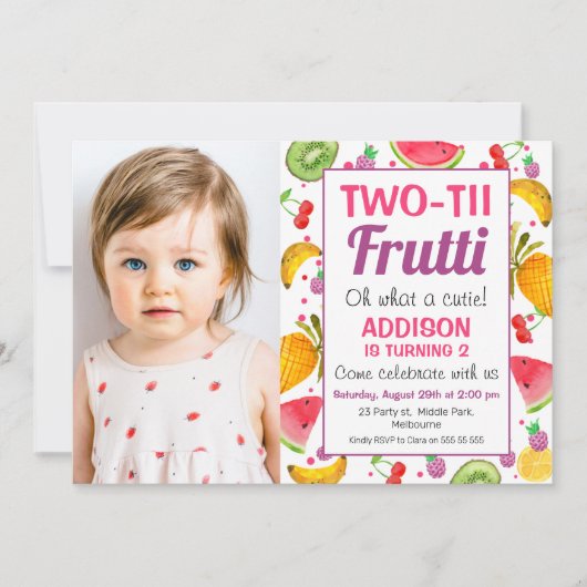 Lijst Foto: Two-tti Frutti 2nd Birthday Kaart (Voorkant)