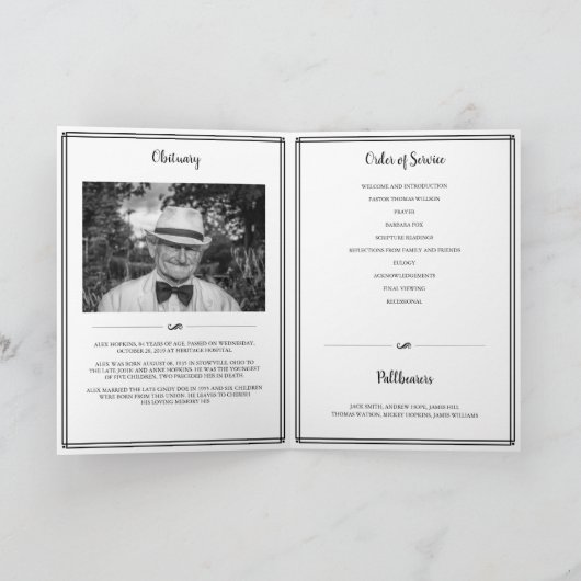 Lijst Fotoherdenking Gevouwen Begrafenis Programma (Binnen)