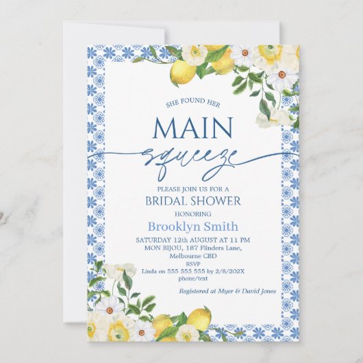 Lijst Geel Bloemen Lemon Themd Vrijgezellenfeest Kaart (Voorkant)