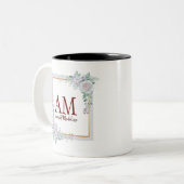 Lijst gepersonaliseerd Floral Monogram Roos Tweekleurige Koffiemok (Voorkant links)