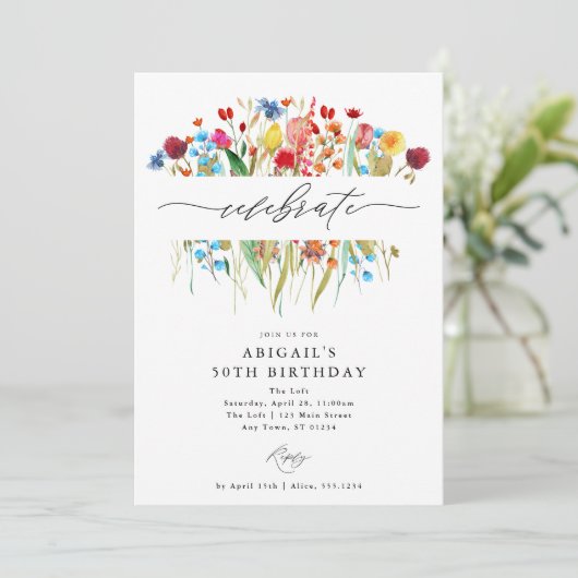 Lijst gespleten van wilde bloem kaart (Staand voorkant)