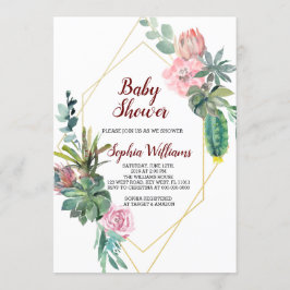 Lijst Gold Boho Cactus Baby shower Invitation Kaart