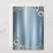 Lijst Gold Dress Blue Rozen Quinceañera Kaart (Achterkant)