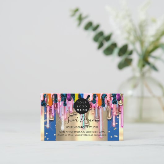 Lijst Gold Glitter Confetti Holografen Visitekaartje (Staand voorkant)