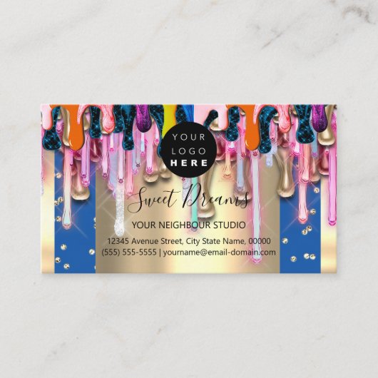 Lijst Gold Glitter Confetti Holografen Visitekaartje (Voorkant)