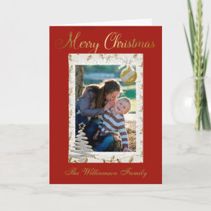 Lijst Gold Glittering Merry-kerstfamilie Foto Kaart
