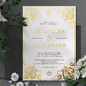   Lijst | Goud en wit huwelijk Folie Uitnodiging