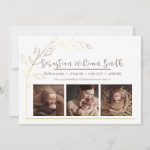 Lijst gouden folie 4 Foto Newborn Birth Stats Aankondiging (Achterkant)