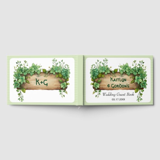 Lijst, groen en strepen St. Patrick bruiloft Gastenboek (Volledig)