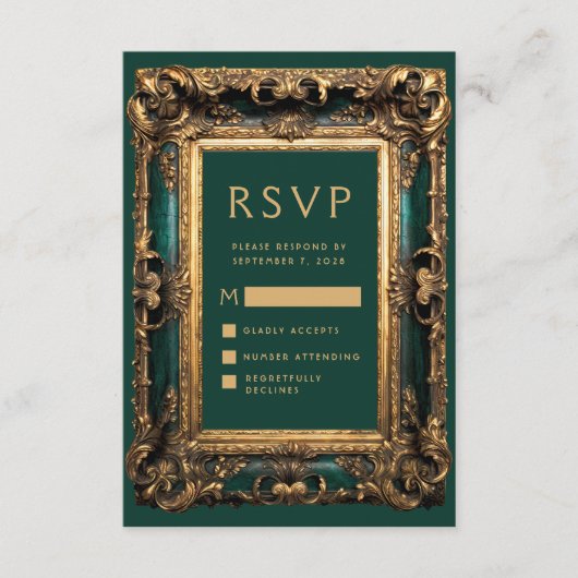  Lijst Groen Goud Bruiloft RSVP Informatiekaartje (Voorkant)