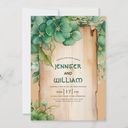 lijst, groen St Patrick's Day bruiloft Kaart (Voorkant)