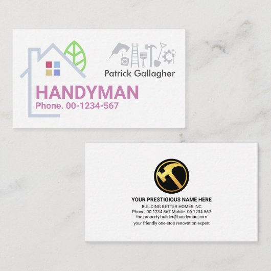 Lijst Handyman Tools bouwen Visitekaartje (Voorkant / Achterkant)