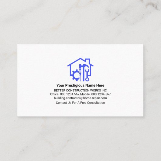 Lijst Handyman Tools Foundation bouwen Visitekaartje (Achterkant)