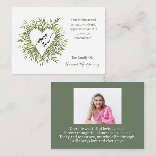 Lijst Hart Wilgentakken Betuiging Dankkaart Notitiekaartje (Voorkant / Achterkant)