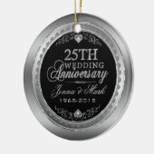 Lijst & Harten 25e bruiloft Jubileum Keramisch Ornament (Links)