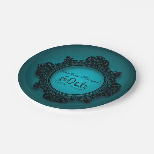 Lijst in Blauw 60ste Verjaardag Papier Bord (Gekanteld)