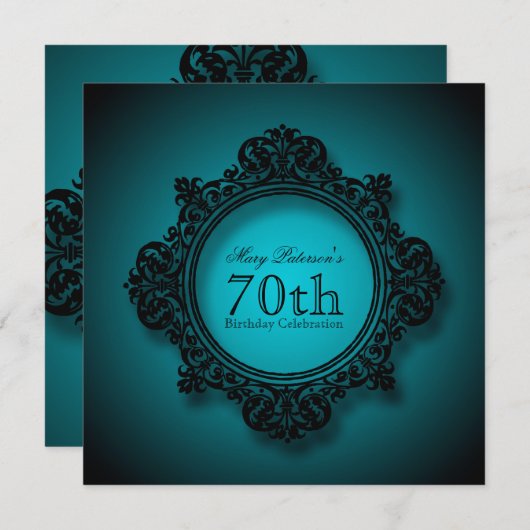  Lijst in blauw - 70ste verjaardagsviering Kaart (Voorkant / Achterkant)