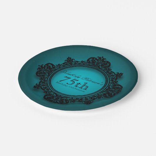  Lijst in blauw - 75e Verjaardagspapier Borden Papieren Bordje (Gekanteld)