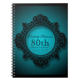 Lijst in blauw - 80e Birthday Guest Book Notitieboek