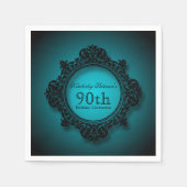  Lijst in blauw - 90ste verjaardag Papier servet (Voorkant)