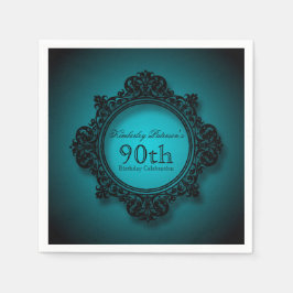  Lijst in blauw - 90ste verjaardag Papier servet