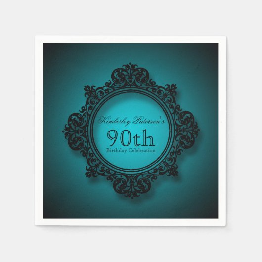  Lijst in blauw - 90ste verjaardag Papier servet (Voorkant)