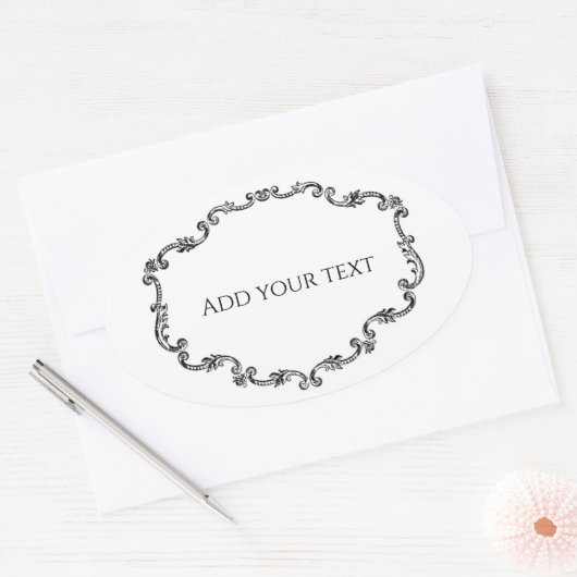   Lijst Jouw tekst toevoegen Ovale Sticker (Envelop)