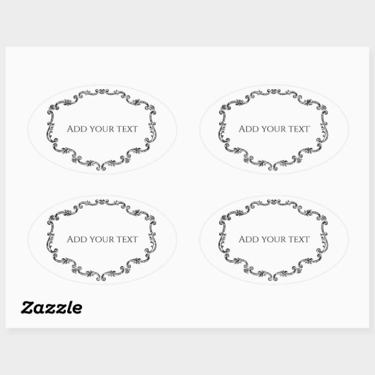   Lijst Jouw tekst toevoegen Ovale Sticker (Vel)