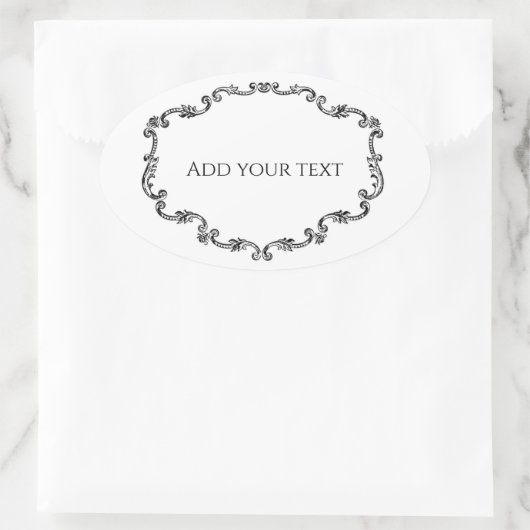   Lijst Jouw tekst toevoegen Ovale Sticker (Tas)