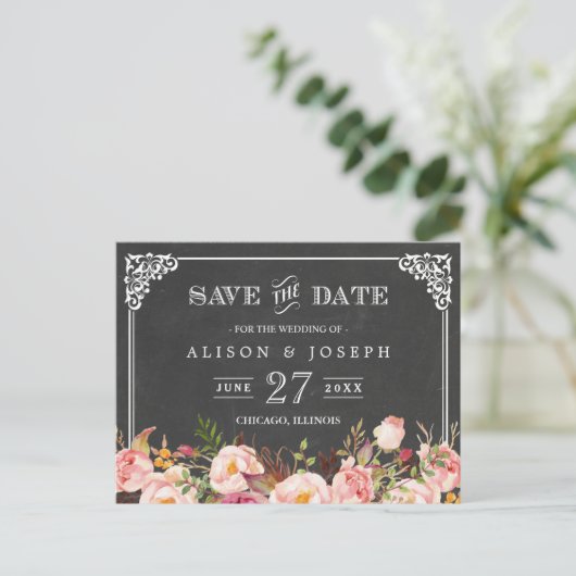  Lijst karkurk Floral sparen de Datum Aankondigingskaart (Staand voorkant)