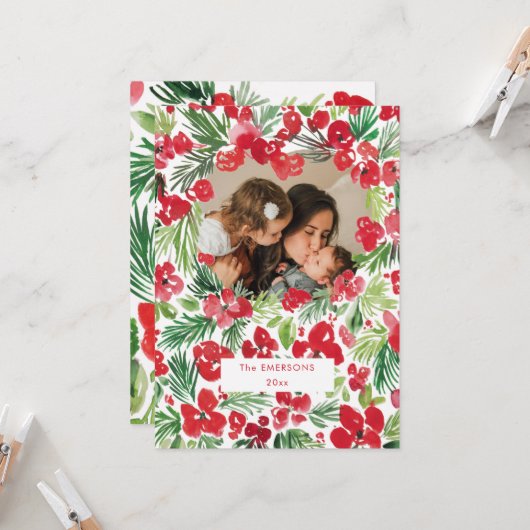 Lijst kerstwaterverf kaart (Voorkant / Achterkant in situ)