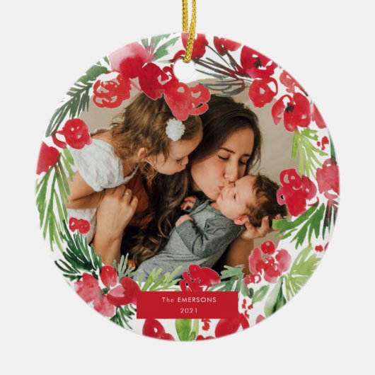 Lijst kerstwaterverf keramisch ornament (Voorkant)