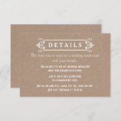 Lijst kraft karton papier bruiloft details invoege informatiekaartje (Voorkant / Achterkant)