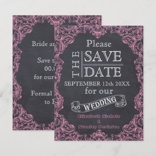 lijst & krijtbord bruiloft Save the Date (Voorkant / Achterkant)