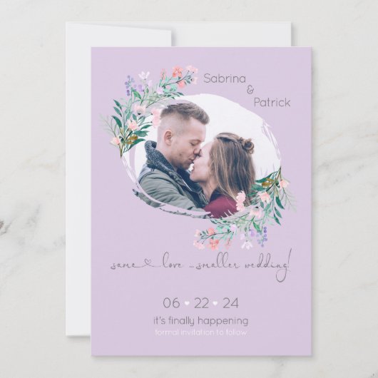 Lijst Lavender Floral Paint Stroke Save The Date (Voorkant)