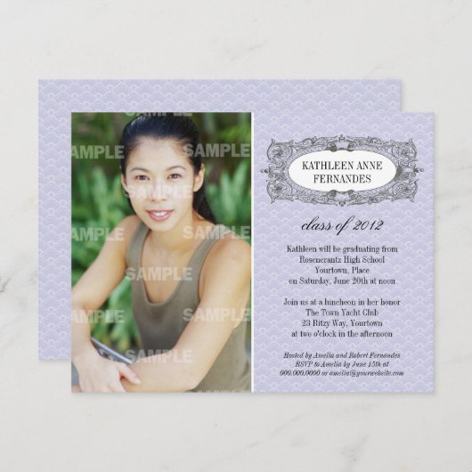 Lijst Lila Afstuderen Kaart (Voorkant / Achterkant)