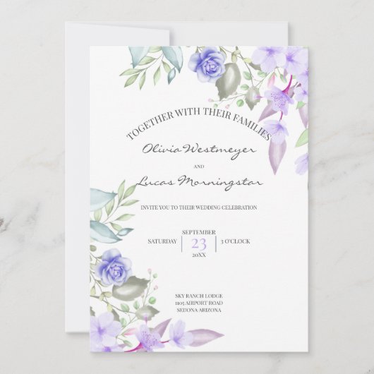 Lijst lila en roze lentbloemen kaart (Voorkant)