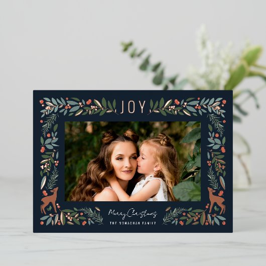  Lijst Little Deer | Kerstfeest met marinesap Folie Feestdagenkaart (Staand Voorkant)