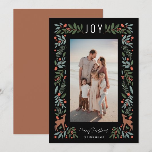  Lijst Little Deer | Zwart | Verticale foto Feestdagenkaart (Voorkant / Achterkant)