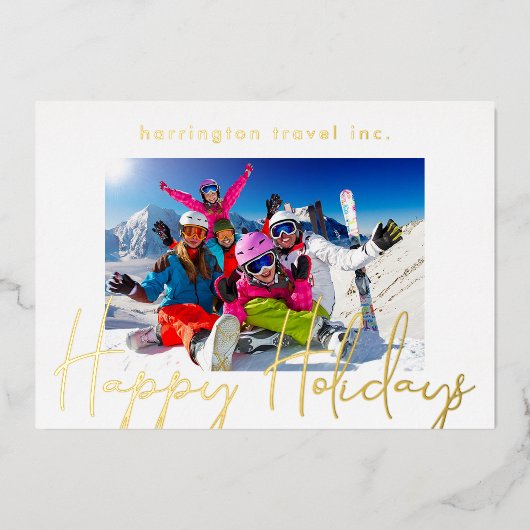 Lijst Logo terug Collectief Gold Happy Holiday Folie Feestdagenkaart (Voorkant)