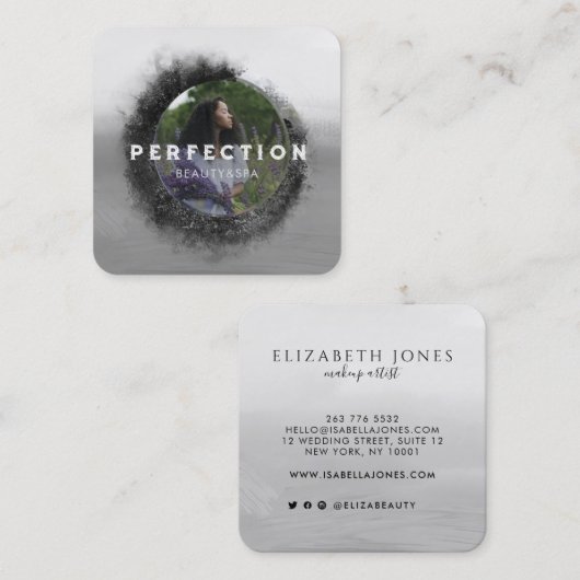 Lijst Luxe Black and White Vierkante Visitekaartje (Voorkant / Achterkant)