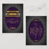 Lijst, messing en royal paars, met steampunk visitekaartje (Voorkant / Achterkant)