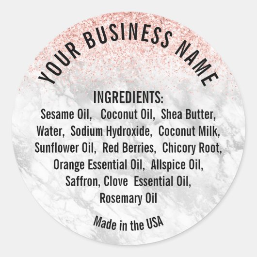 Lijst met bestanddelen van elegant roze glitter ma ronde sticker (Voorkant)