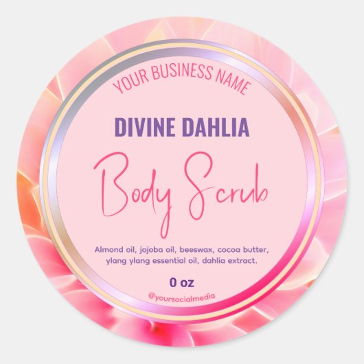 Lijst met bleekroze gradiënt ronde sticker (Voorkant)