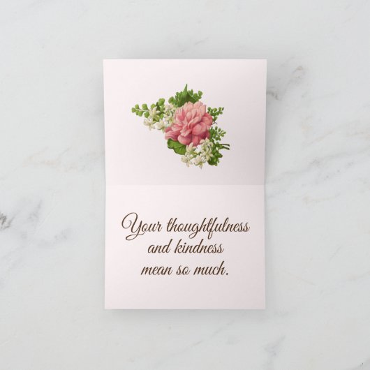   Lijst met bloemen, dank u Bedankkaart (Binnen)