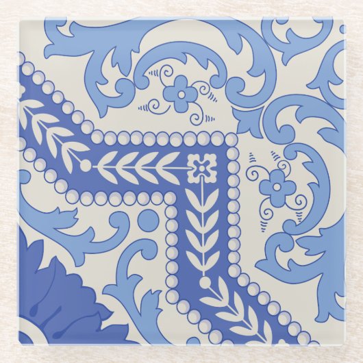 Lijst met botanische kralen glazen onderzetter (Voorkant)