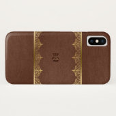 Lijst met bruin leder en goudlak Case-Mate iPhone case (Achterkant (horizontaal))