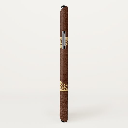 Lijst met bruin leder en goudlak Case-Mate iPhone case (Achterkant / rechts)