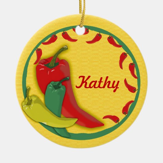 Lijst met Chili Pepper Circle Keramisch Ornament (Voorkant)