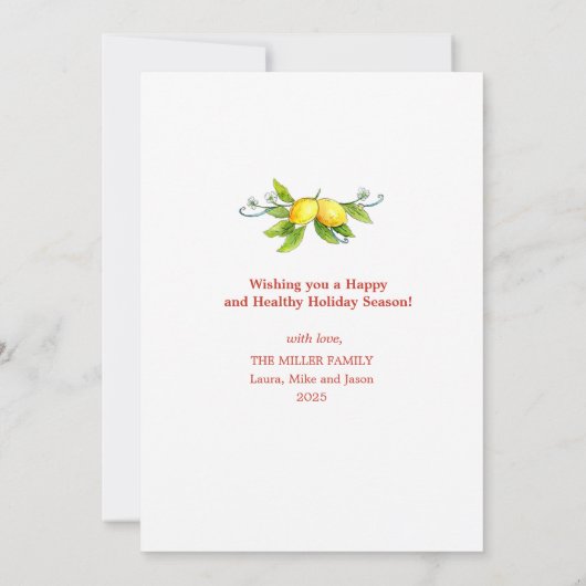  lijst met citroenen Kaart met kerstcadeautjes (Achterkant)